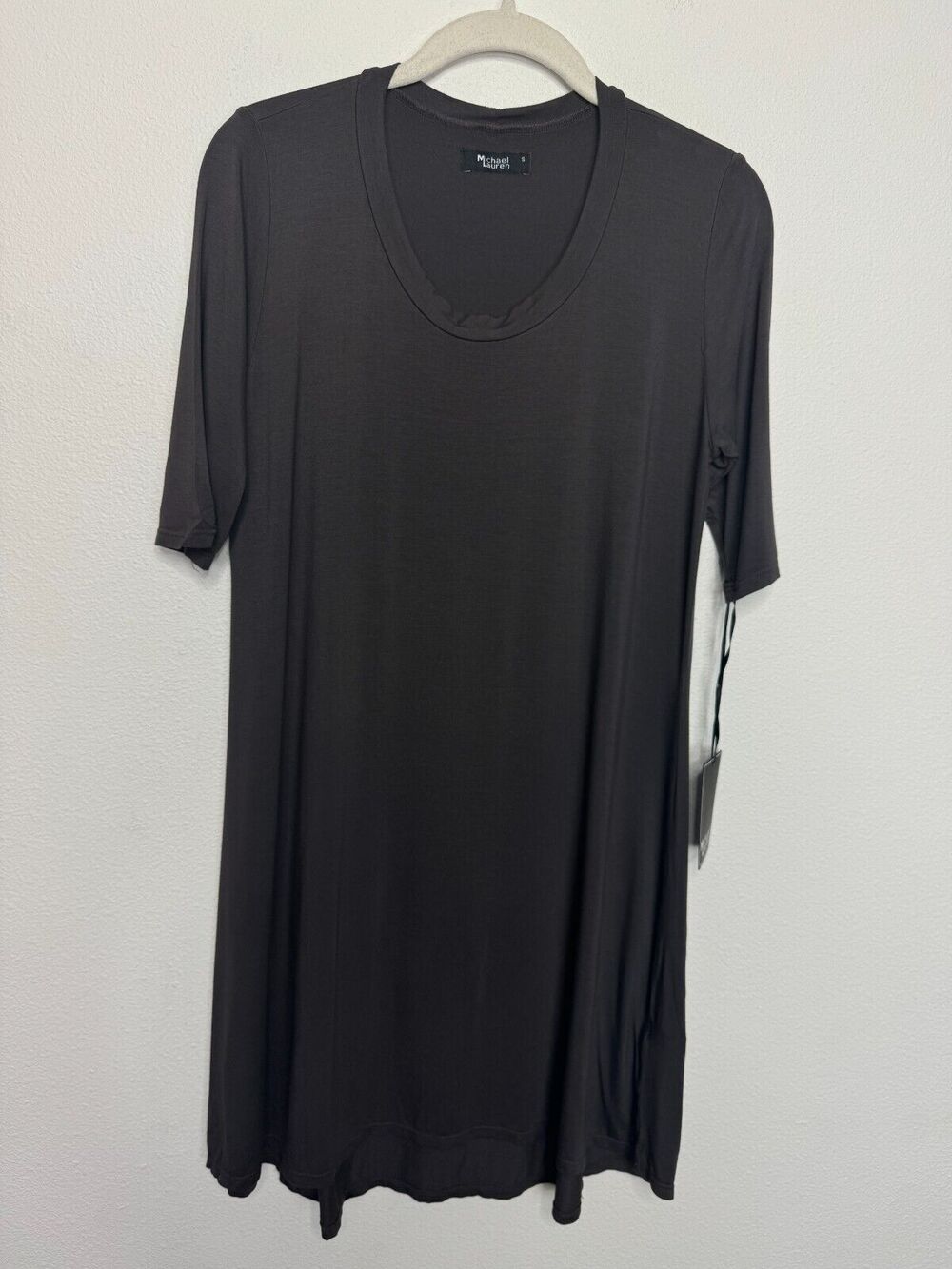 Michael Lauren Revolve Small Shirt Dress Dark Gray Short Sleeve Round Neck NWT